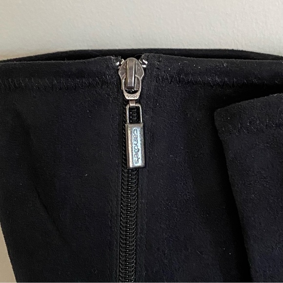 Candies Below the Knee Faux Suede Black Heeled Boots Size 8M - Picture 11 of 12